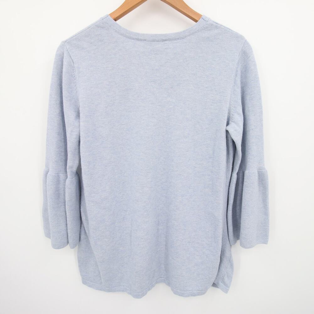 H by Halston Sweater Top Blue V Neck Bell Sleeve 3/4 Sleeve Blouse Casual Size M - Picture 11 of 11